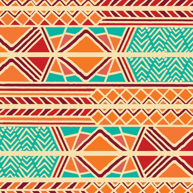 Vector modelo bohemio colorido étnico tribal con elementos geométricos, paño de barro africano, diseño tribal