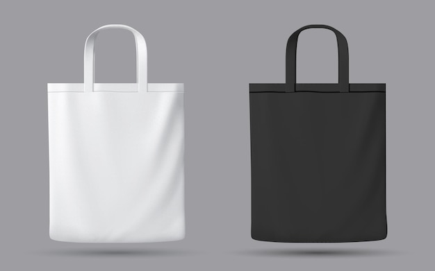 Modelo de bolsa de Tote plantillas vectoriales 3D realistas