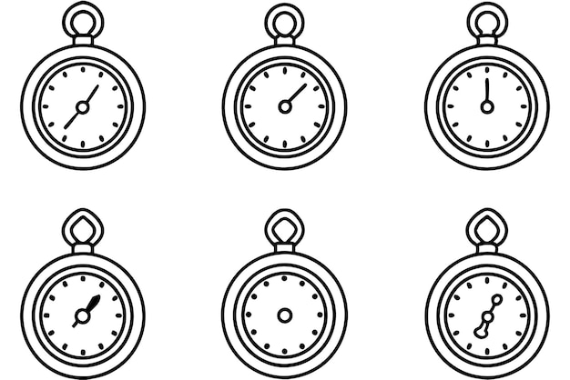 Modelo de borrador de la línea de arte del reloj de bolsillo