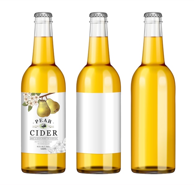 Vector modelo de botella de sidra de pera