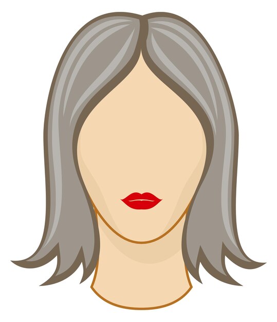 Vector modelo de cabello femenino icono de dibujos animados corte de cabello de dama