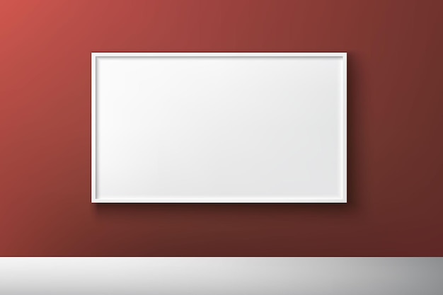 Modelo de caja de luz realista marco de cartelera en el fondo de la pared