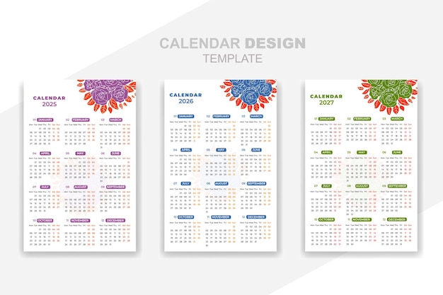 Modelo de calendario moderno para 2025 diseño imprimible