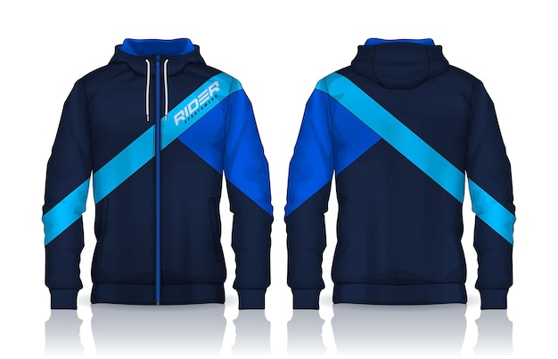 Modelo de camisas con capucha Diseño de chaqueta Vestidos deportivos Visión delantera y trasera de la pista