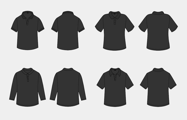 Modelo de camiseta con contornos de polo negro