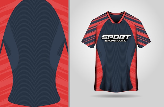 Modelo de camiseta deportiva para el uniforme del club de fútbol vista delantera color rojo y negro