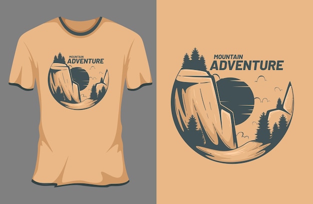 Vector modelo de camiseta vintage de aventura en la montaña