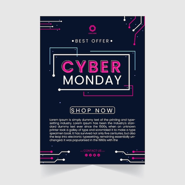 Vector modelo de capa de tecnología de cyber monday de vectores modernos