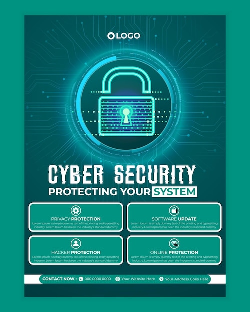 Modelo de cartel o folleto de concienciación sobre la ciberseguridad