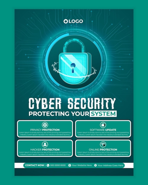 Modelo de cartel o folleto de concienciación sobre la ciberseguridad