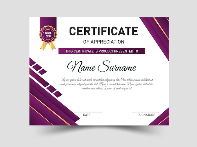 modelo de certificado de logro diseño de diploma de premio en blanco ilustración vectorial