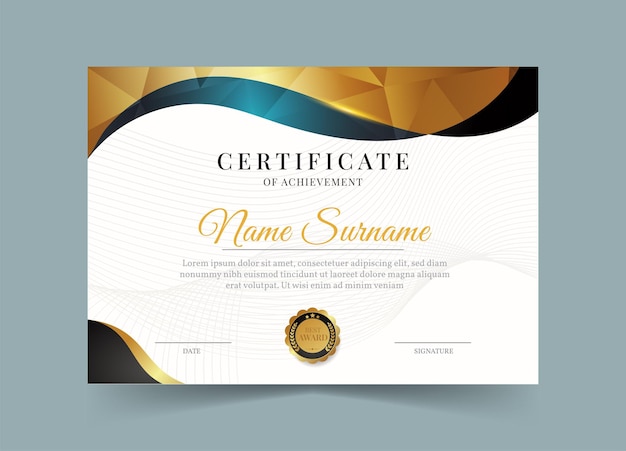 Modelo de certificado de logro moderno antecedentes de diplomas de premios