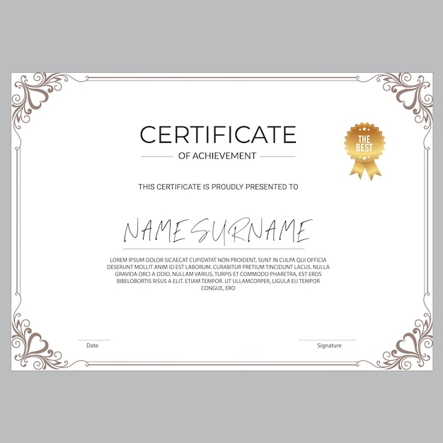 Modelo de certificado de logro vectorial 3