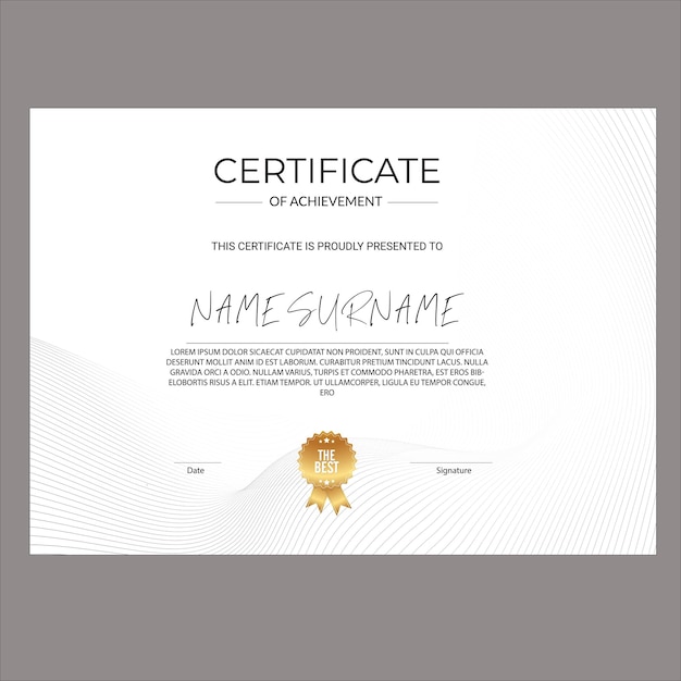 Modelo de certificado de logro vectorial