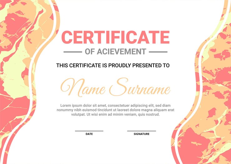 Modelo de certificado de mármol elegante y moderno