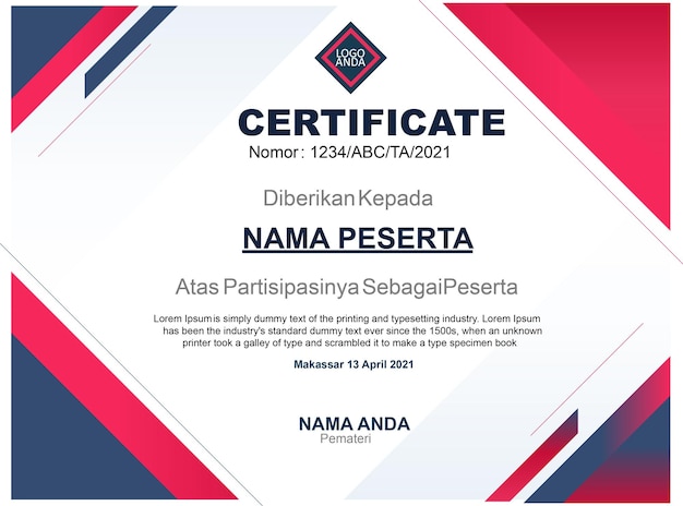 Modelo de certificado moderno para la apreciación y la graduación