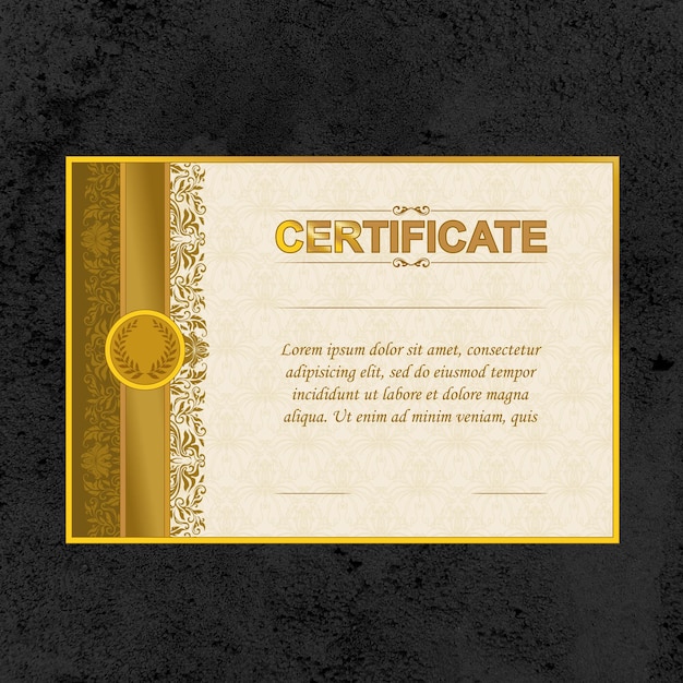 Modelo de certificado moderno con oro y blanco