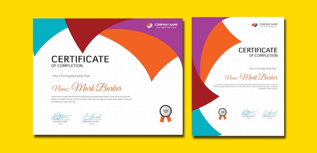Modelo de certificado moderno en todos los colores