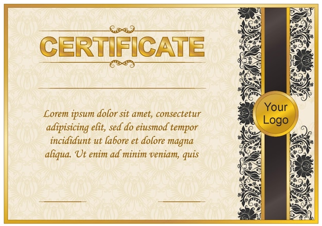 Modelo de certificado de oro elegante