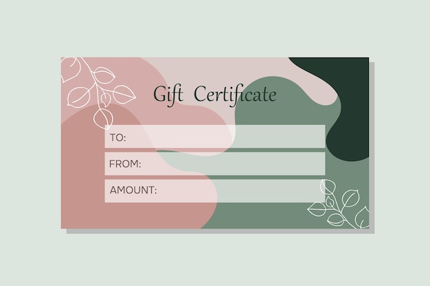 Modelo de certificado de regalo en estilo abstracto