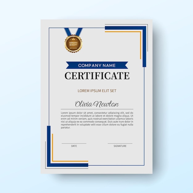 Modelo de certificado de rendimiento de la formación empresarial