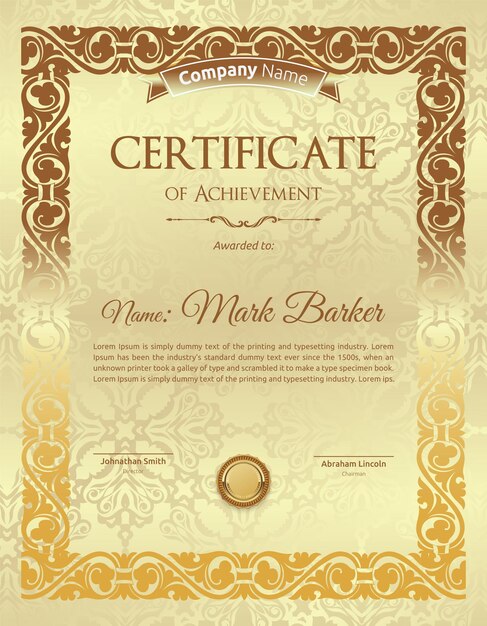 Modelo de certificado de retrato