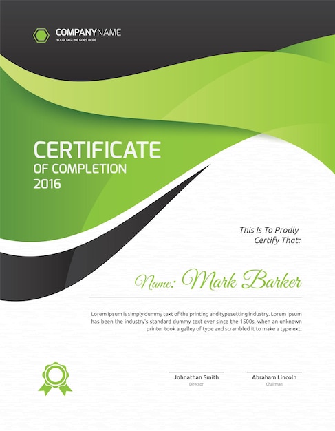 Modelo de certificado de retrato