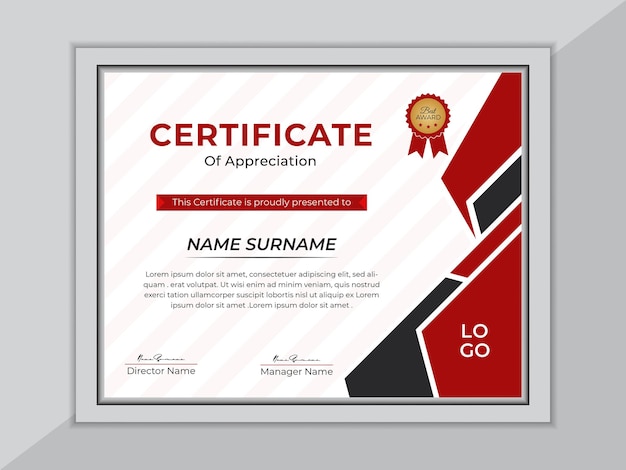 Modelo de certificado vectorial de diseño profesional moderno y limpio