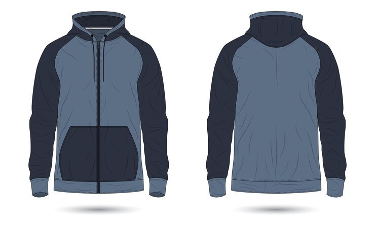 Vector modelo de chaqueta con capucha con cremallera