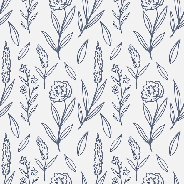 Modelo sin costuras de flores caprichosas dibujadas a mano perfecto para papel tapiz textil