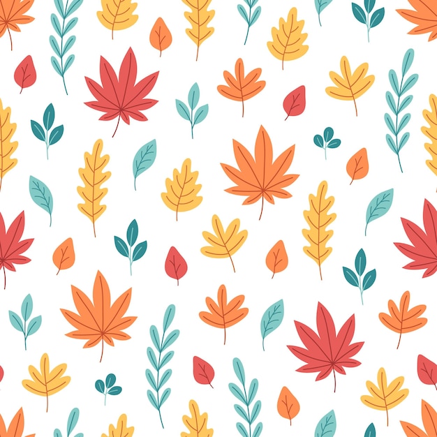 Modelo sin costuras de hojas de otoño Follaje de otoño Diseño para papel de embalaje textil de tela