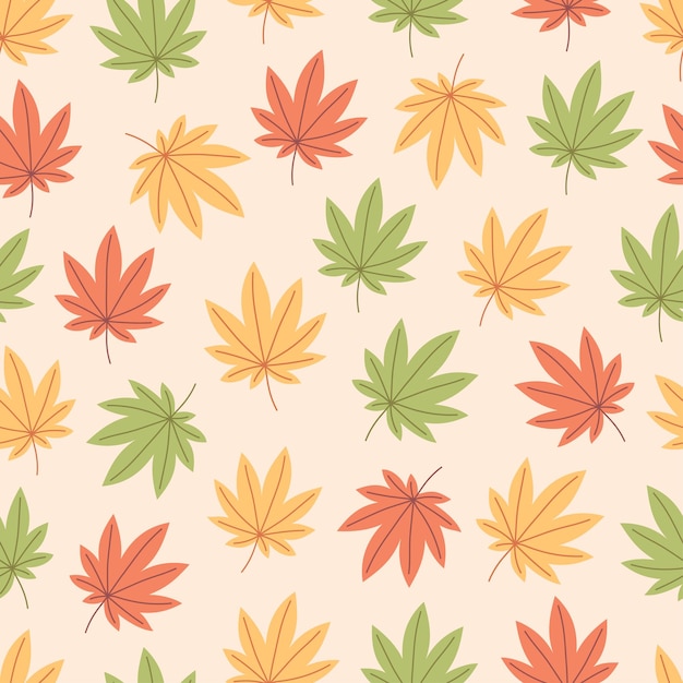 Modelo sin costuras de hojas de otoño Follaje de otoño Diseño para papel de embalaje textil de tela