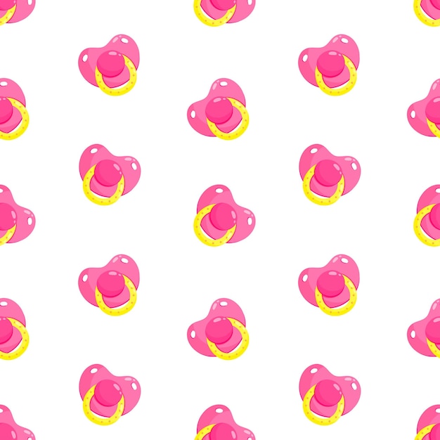 Modelo sin costuras vectorial de muñecos rosados chupetes de vista delantera diseño de embalaje de impresión de fondo