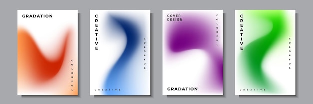 Modelo de cubierta de onda abstracta colección de fondo gráfico vectorial de gradiente multicolor