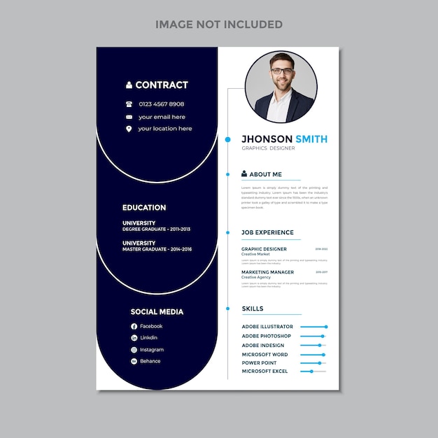 Modelo de currículum o curriculum vitae limpio y moderno