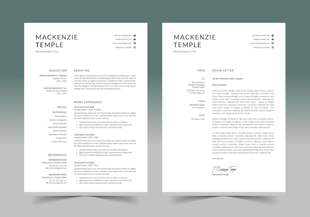 Modelo de currículum o curriculum vitae limpio y moderno