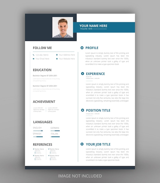Modelo de currículum o curriculum vitae limpio y moderno