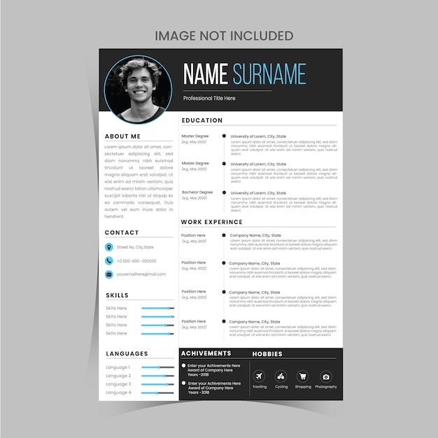 Vector modelo de currículum único y moderno con un diseño llamativo
