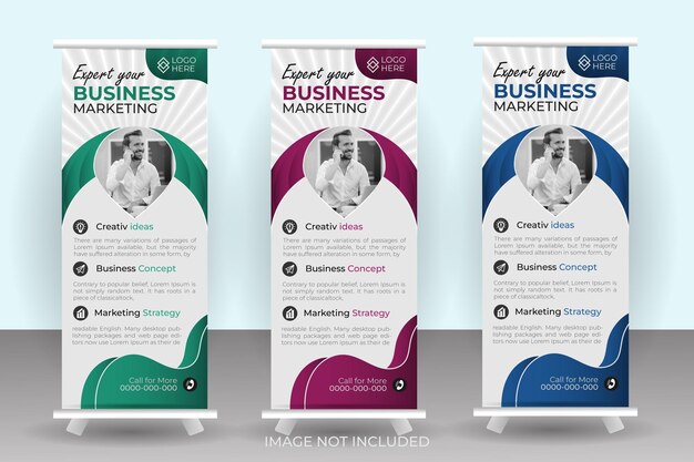 Modelo de diseño de banderillas corporativas modernas y coloridas