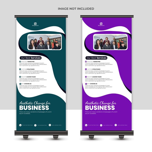 Modelo de diseño de banner enrollado moderno