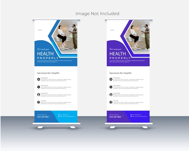 Modelo de diseño de banner de Medical Rollup moderno y colorido