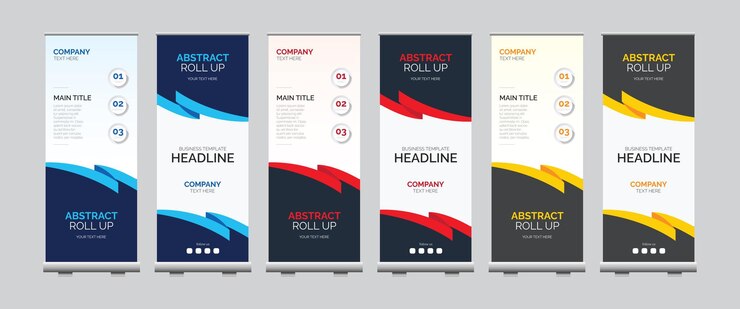 Modelo de diseño de banner de standie de rollo colorido corporativo profesional moderno