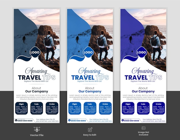 Modelo de diseño de banner de viajes y turismo de vector