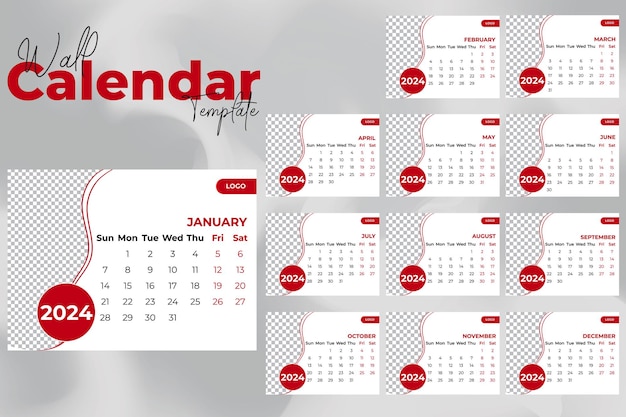 Modelo de diseño de calendario 2024