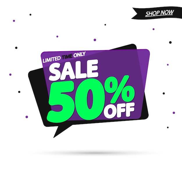 Modelo de diseño de cartel con descuento del 50%