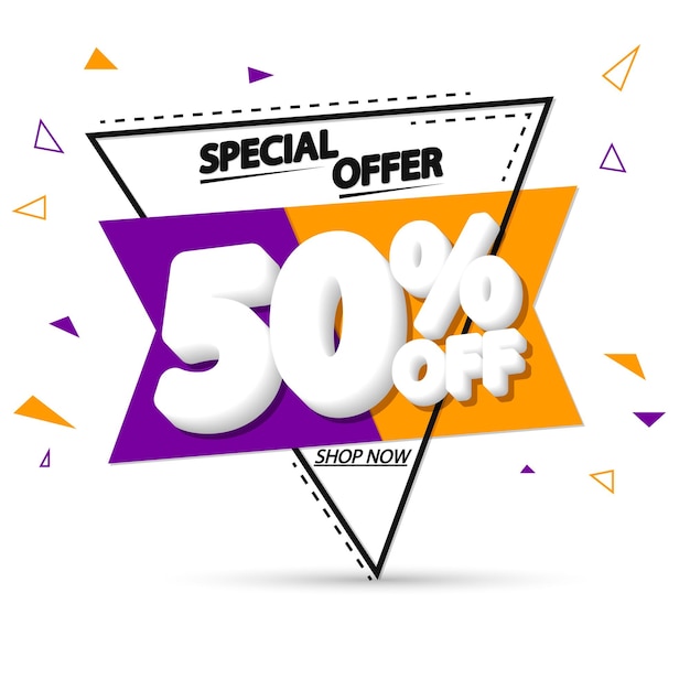 Modelo de diseño de cartel con descuento del 50%