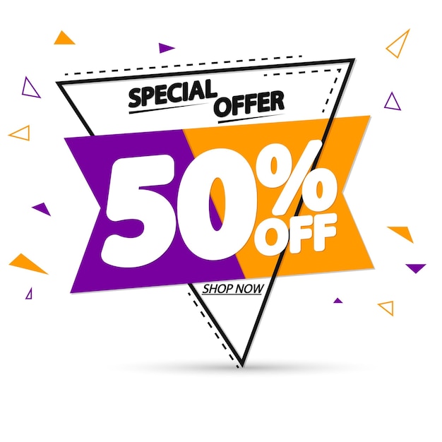 Modelo de diseño de cartel con descuento del 50%