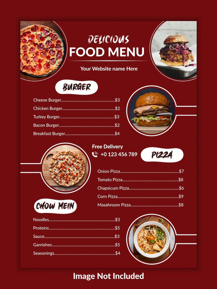 Vector modelo de diseño de cartel de menú de alimentos modernos de restaurantes tamaño a4