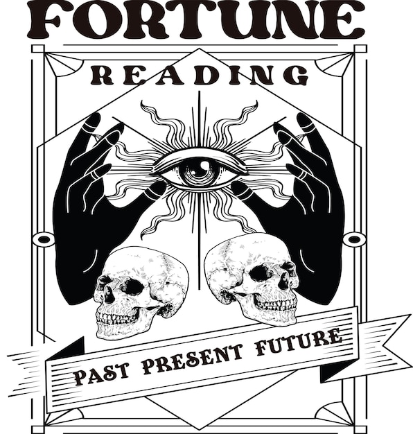Modelo de diseño de cartel de publicidad retro vintage Fortune Teller