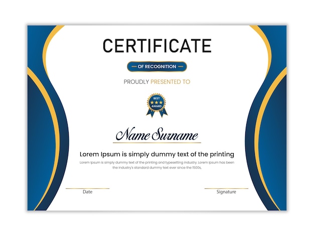 modelo de diseño del certificado de apreciación certificado de logro vintage certificado plano